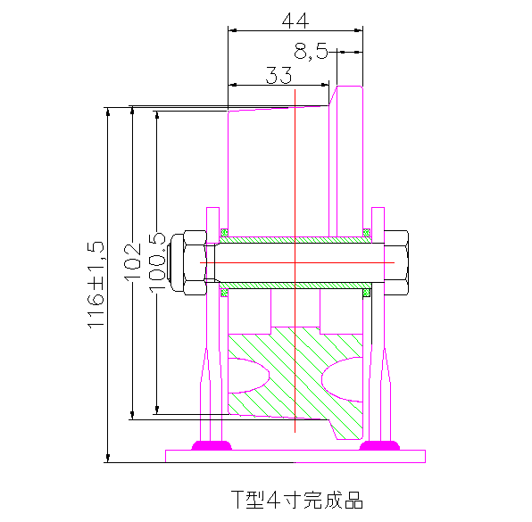 大世脚轮60系列4寸T型轮