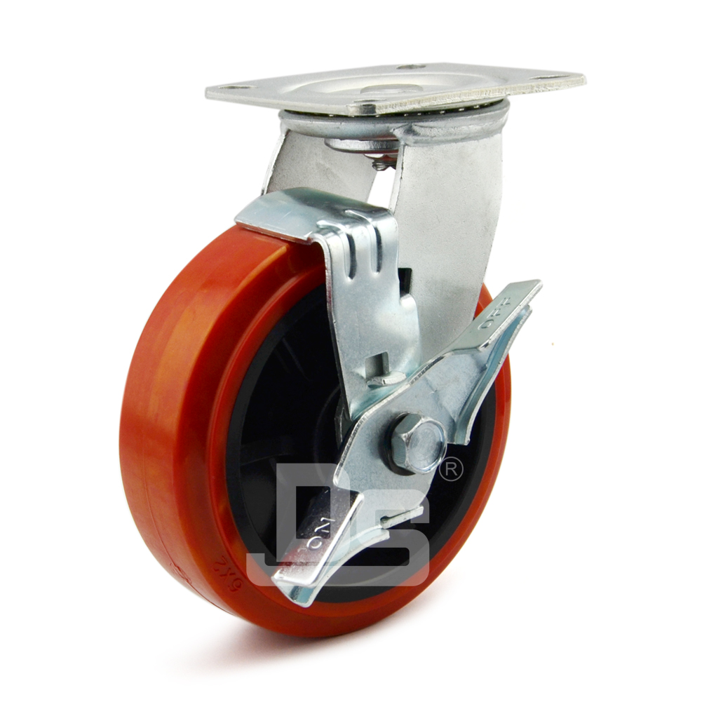DS40系列 塑料芯PVC轮  重型  工业物流  边刹脚轮（载重量：160~200kg）