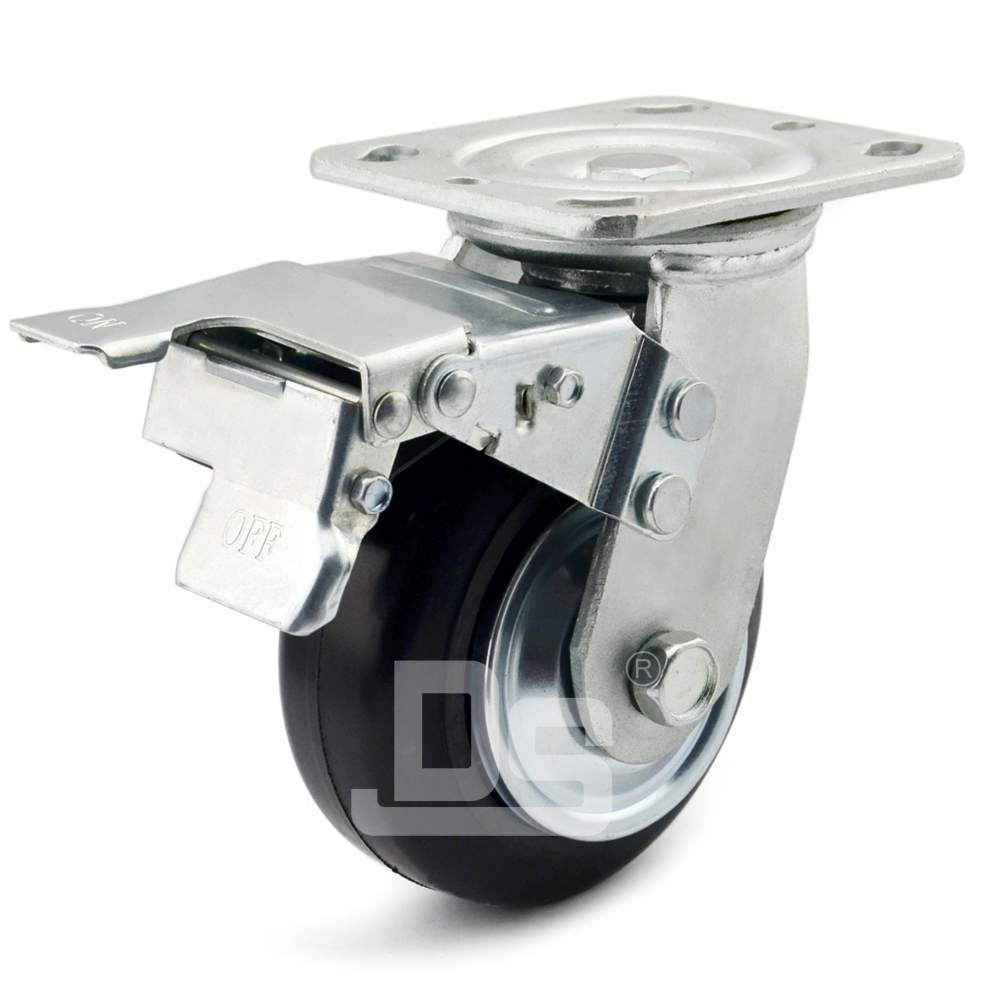 DS40系列 铁芯橡胶轮  重型 工业物流 双刹脚轮（载重量：160~230kg）